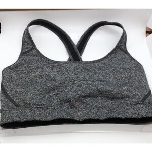 Victoria’s Secret VSX Sports Bra Wireless Cross Back Black Gray  Size Medium Gym